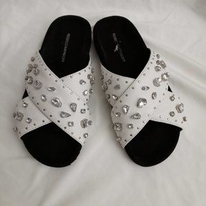 New Rebecca Minkoff White Leather Slides 7M